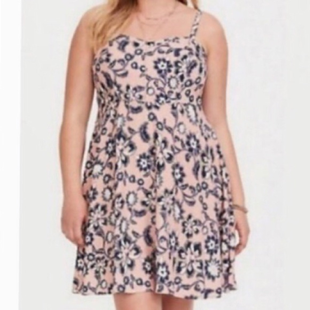 Torrid Peach Floral Dress Size 2